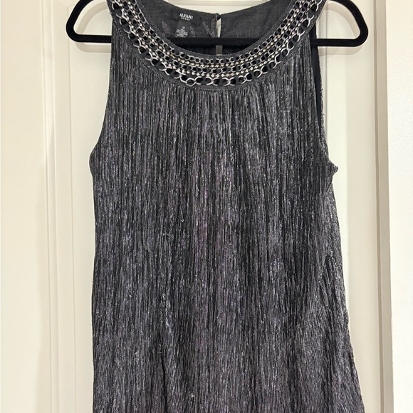 Alfani Textured Gray Tank Top with Chain Detail - Picture 5 of 6